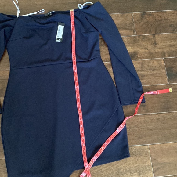 Lulus off shoulder curve appeal body con navy dress Xl  nwt slimming - Picture 6 of 7